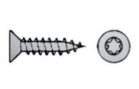 Billede af Spånskruer M/Undersænket Torx Hoved, Fuldgevind Rustfri A2 CE/EN 14592 3x30 -T10 (200 Stk)