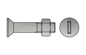 Billede af Undersænket SB Konstruktionsbolt M/Kærv DIN 7969 Elforzinket Stål Kl. 4.6 CE Inkl. Møtrik M16x45 (50 Stk)