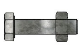 Billede af SB Sætskrue (CE) ISO 4017 Varmforzinket Stål Kl. 8.8 Inkl. ISO-4032 Møtrik Iht EN 15048 M27x60 (1 Stk)