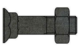 Billede af Undersænket Bolt DIN 608 Ubehandlet Stål Kl. 8.8 Inkl. Møtrik M10x35 (100 Stk)