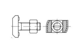 Billede af HALFEN T-Bolt M/Møtrik & Rib Varmforzinket Stål Kl. 8.8 HZS 41/22 M12x50 (100 Stk)