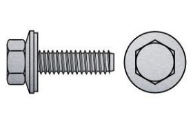 Billede af Flad Pladeskrue M/Flange og Tætning Rustfri A2 type BZ 6,3x115 (100 Stk)