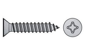 Billede af Undersænket Pladeskrue DIN 7982 M/Phillips H Og Spids Ende DIN 7982 Rustfri A2 Type C-H 3,9x19 (1000 Stk)