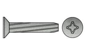 Billede af Gevindskærende Skrue M/Undersænket Phillips H DIN 7516 Elforzinket Hærdet Stål Type D-H M 6x45 (250 Stk)