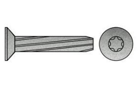 Billede af Gevindskærende Skrue M/Undersænket Torx DIN 7516 Elforzinket Hærdet Stål Type DE-ISR M6x20-T30 (500 Stk)