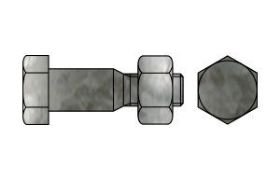 Billede af SB Pasbolt Inkl. Møtrik DIN 7968 Varmforzinket Stål Kl. 5.6 CE M12x60 (100 Stk)