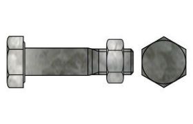 Billede af Højstyrke Pasbolt Til HV Fittings EN 14399-8 Varmforzinket 6az Stål Kl. 10.9, Mærket Peiner CE-Godkendt Ø21-M20x100 (1 Stk)